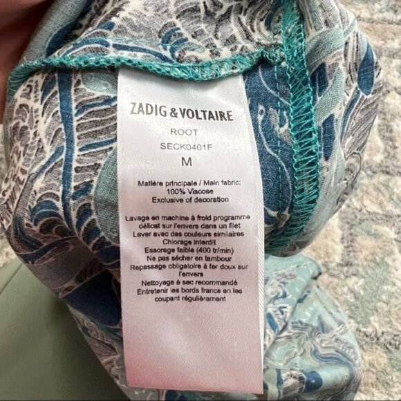 Zadig & Voltaire womens Root Printed Dress Asymmetrical size medium - Picture 13 of 13